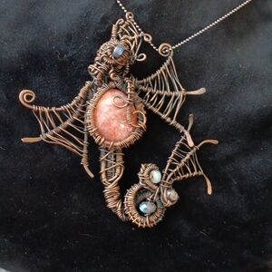 Sunstone dragon pendant with labradorite